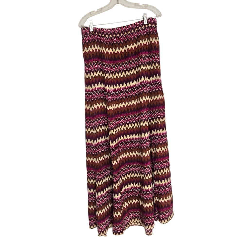 Long Tall Sally Boho Printed Maxi Skirt Multicolored Chevron Vacation Women 10